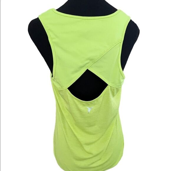 OLD Navy Active neon green top with drawstring bottom hem and cut out back sz  M - Picture 3 of 5